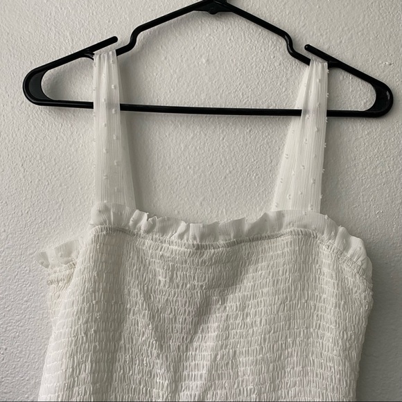 192. NWT White Smocking Bodycon Dress - Picture 3 of 11